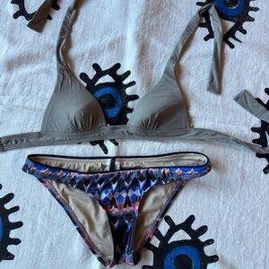 J. Crew Gray and Multicolor Bikini